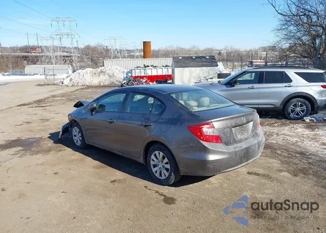 2012 Honda Civic Lx из США, поврежденный, VIN 19XFB2F52CE334190